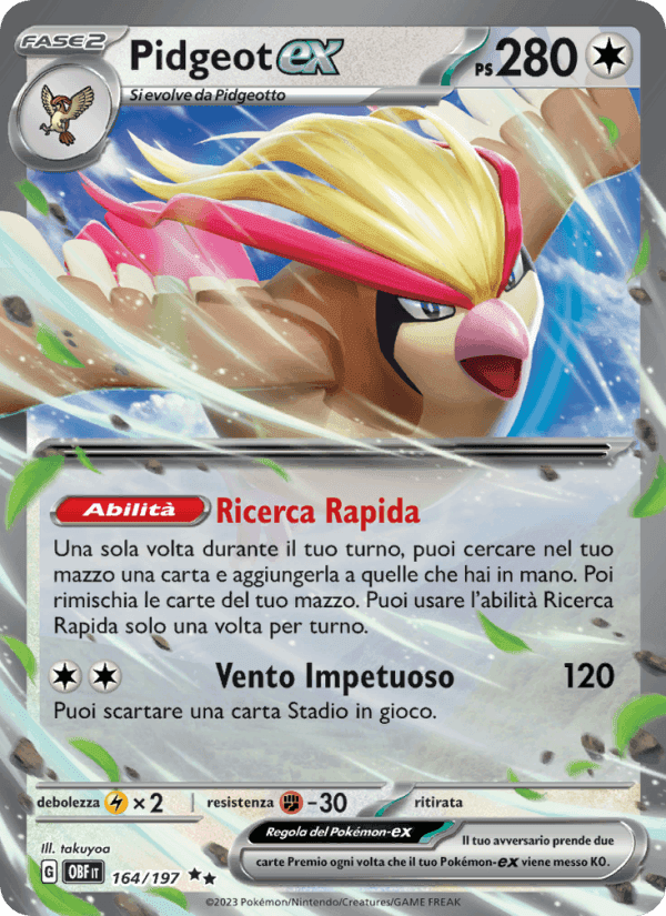 Pidgeot-ex, carta 164 di Ossidiana Infuocata