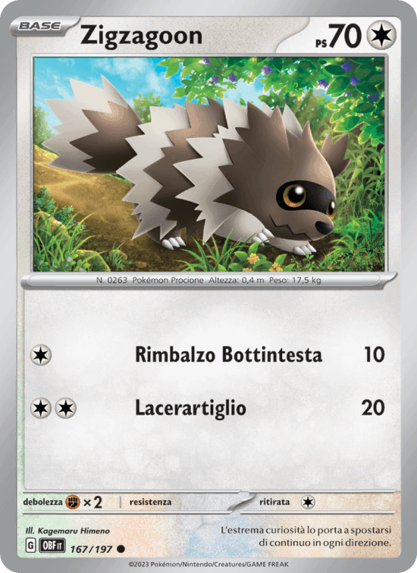 Zigzagoon, carta 167 de Ossidiana Infuocata