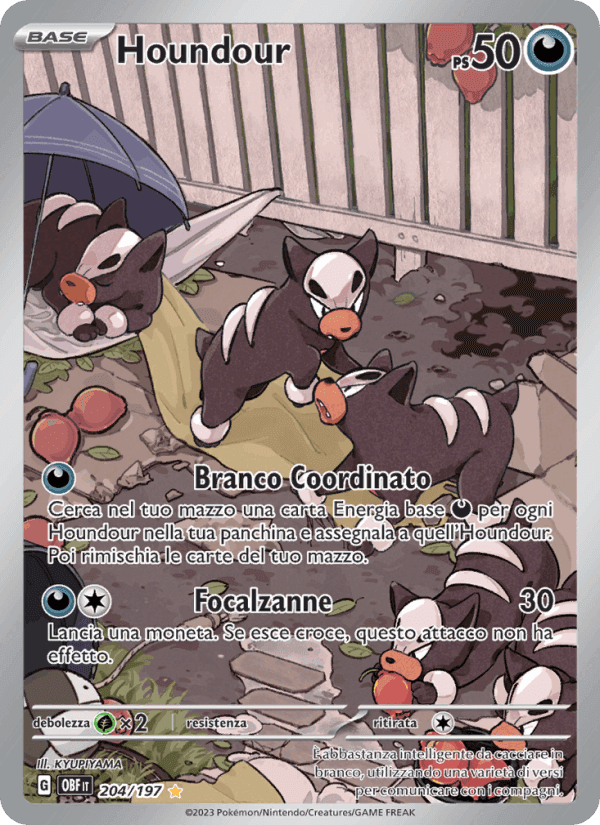 Houndour, carte 204 de Ossidiana Infuocata