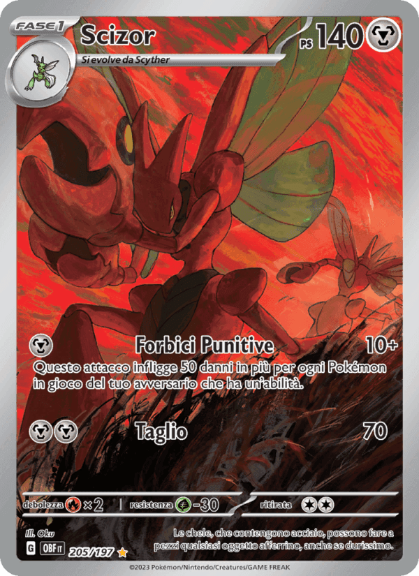Scizor, carte 205 de Ossidiana Infuocata