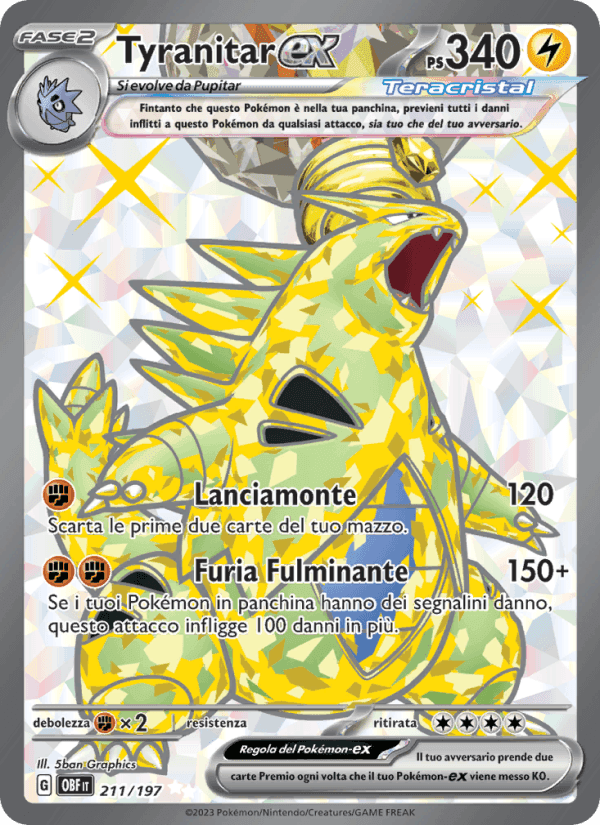 Tyranitar-ex, carta 211 de Ossidiana Infuocata