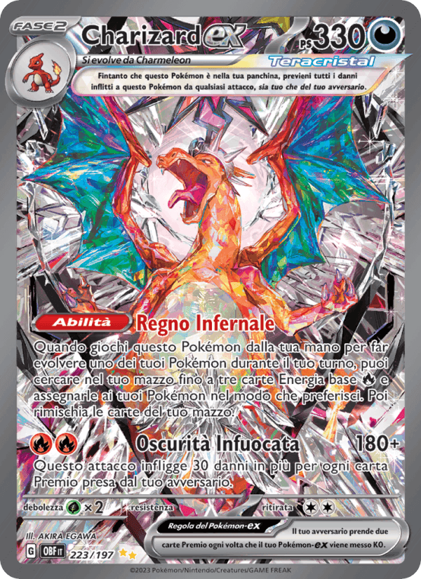 Charizard-ex, carta 223 de Ossidiana Infuocata