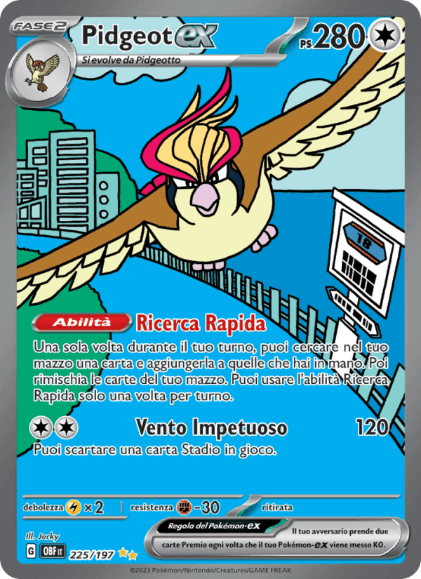 Pidgeot-ex, carta 225 di Ossidiana Infuocata