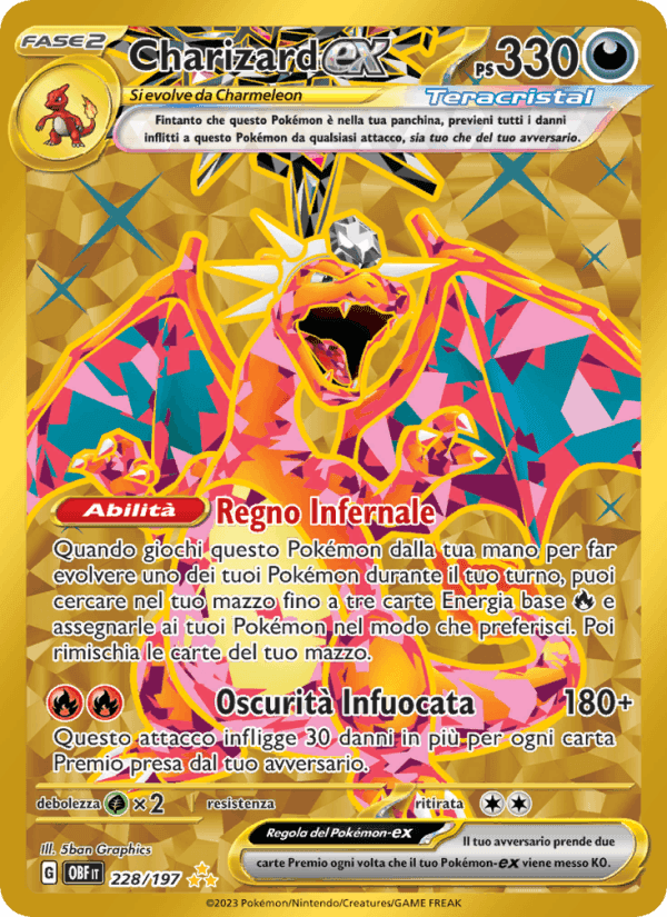 Charizard-ex, carta 228 di Ossidiana Infuocata