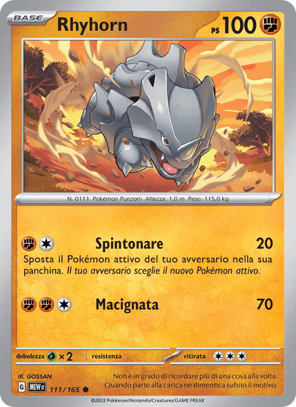 Rhyhorn, card 111 from 151