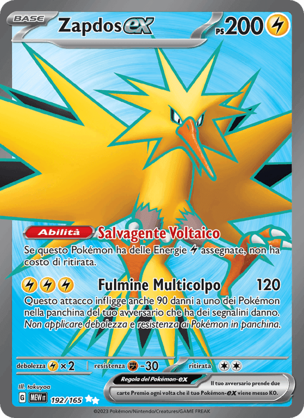 Zapdos-ex, carta 192 di 151