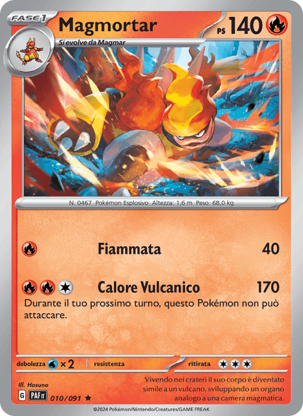 Magmortar, carte 010 de Destino di Paldea