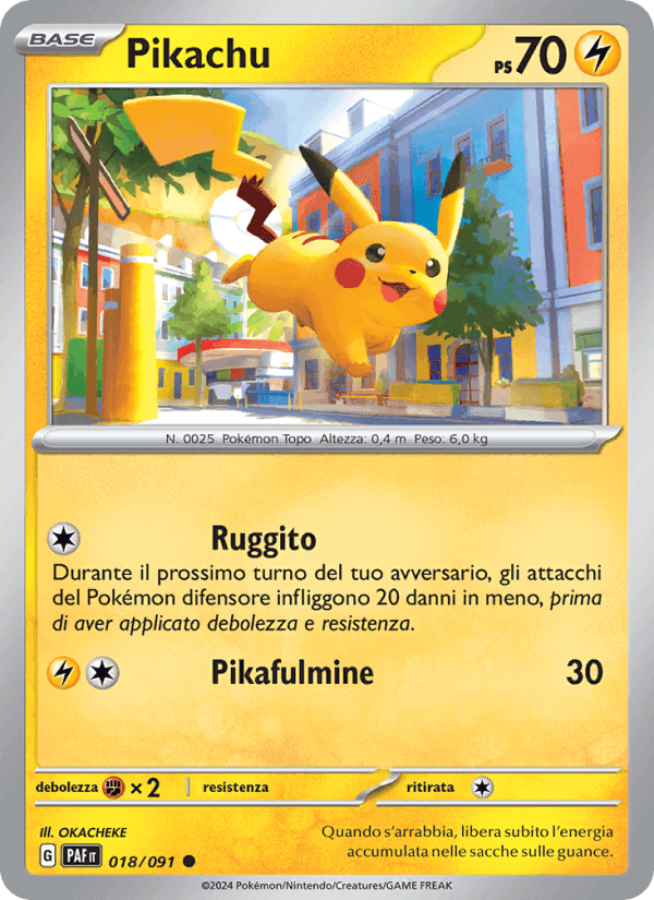 Pikachu, carta 018 de Destino di Paldea