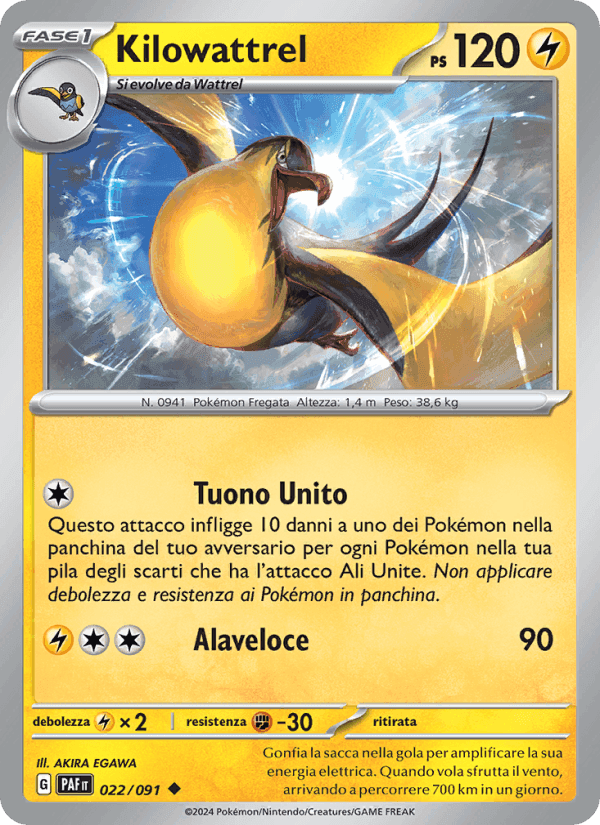 Kilowattrel, card 022 from Destino di Paldea