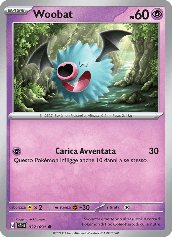 Woobat, card 032 from Destino di Paldea