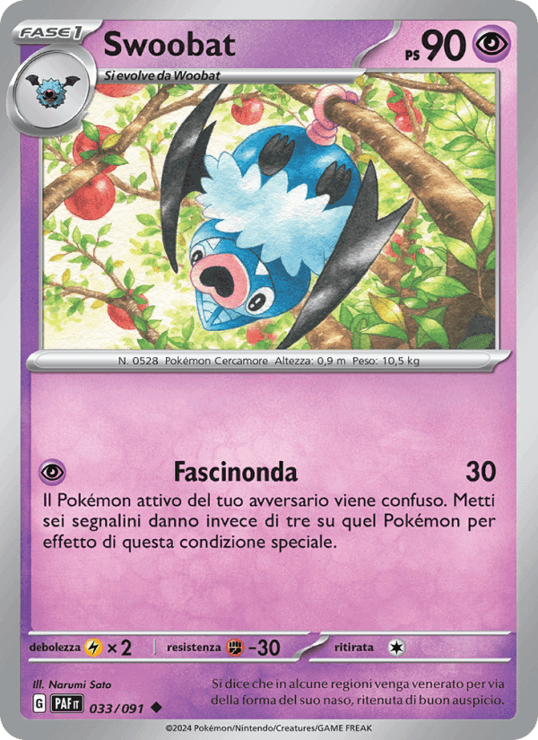 Swoobat, carte 033 de Destino di Paldea