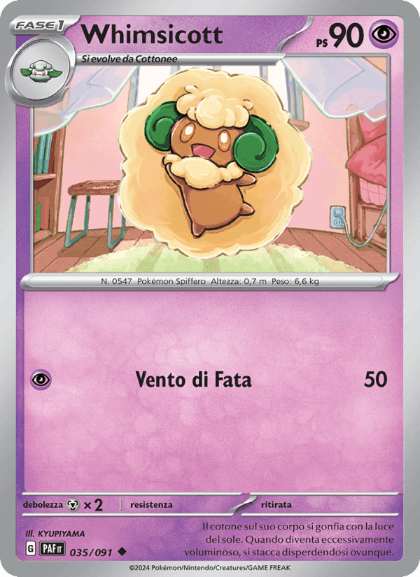 Whimsicott, carte 035 de Destino di Paldea