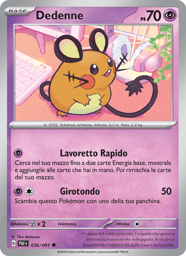 Dedenne, carta 036 di Destino di Paldea
