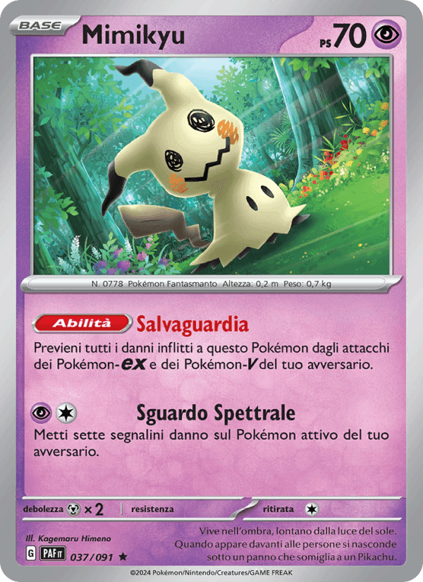 Mimikyu, card 037 from Destino di Paldea