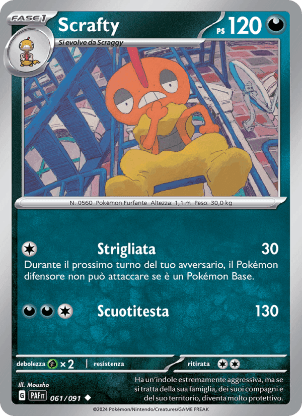 Scrafty, carte 061 de Destino di Paldea