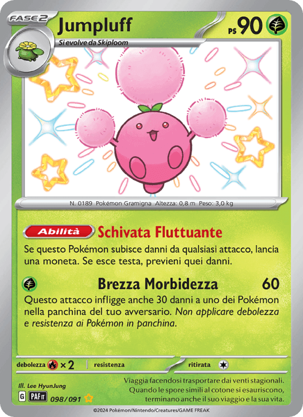 Jumpluff, card 098 from Destino di Paldea