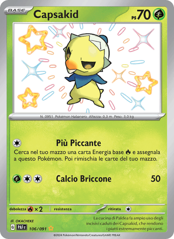 Capsakid, card 106 from Destino di Paldea