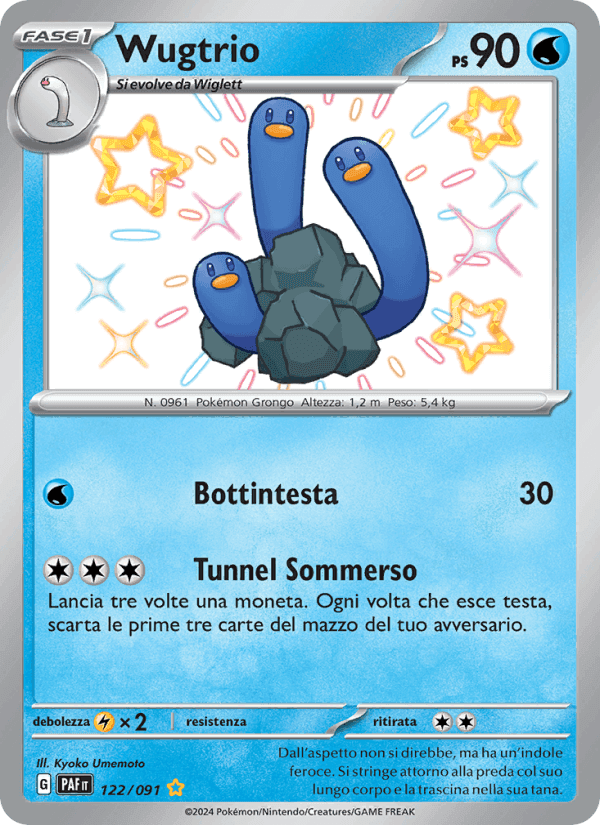 Wugtrio, card 122 from Destino di Paldea