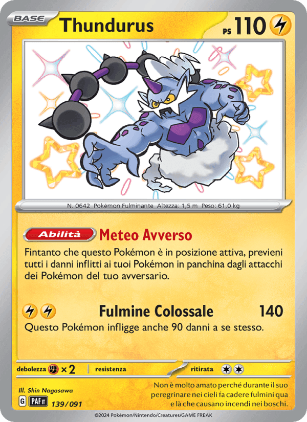 Thundurus, card 139 from Destino di Paldea