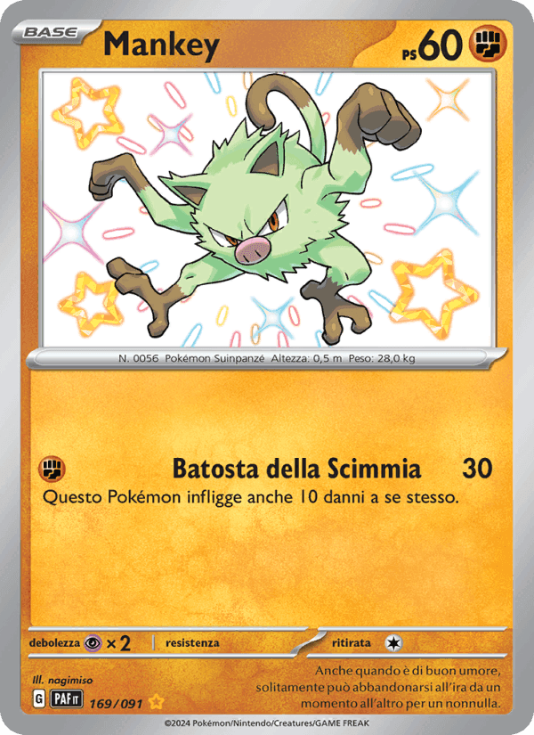 Mankey, card 169 from Destino di Paldea
