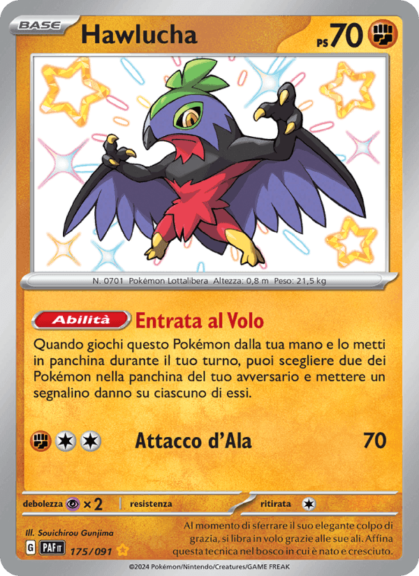 Hawlucha, carta 175 de Destino di Paldea