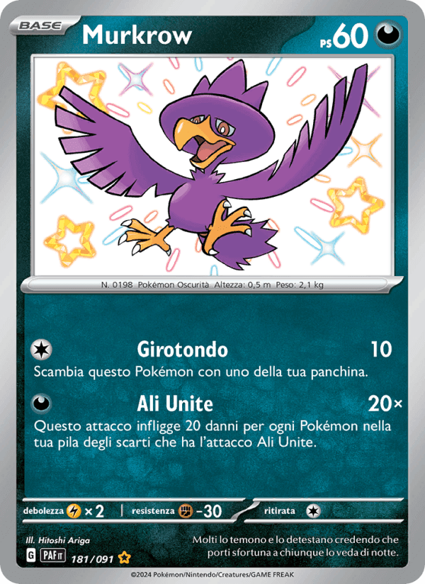 Murkrow, card 181 from Destino di Paldea