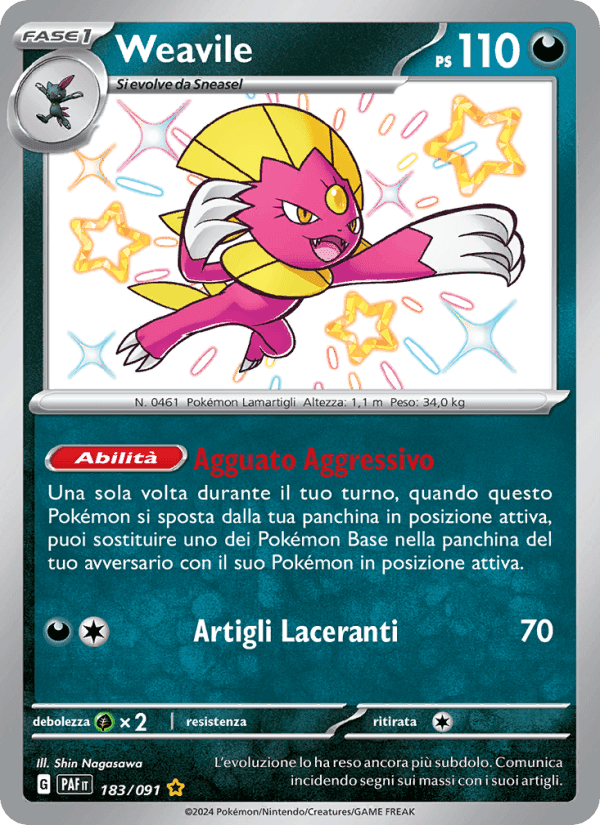 Weavile, card 183 from Destino di Paldea