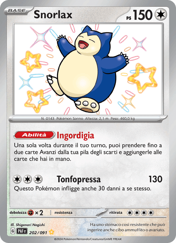 Snorlax, carta 202 di Destino di Paldea