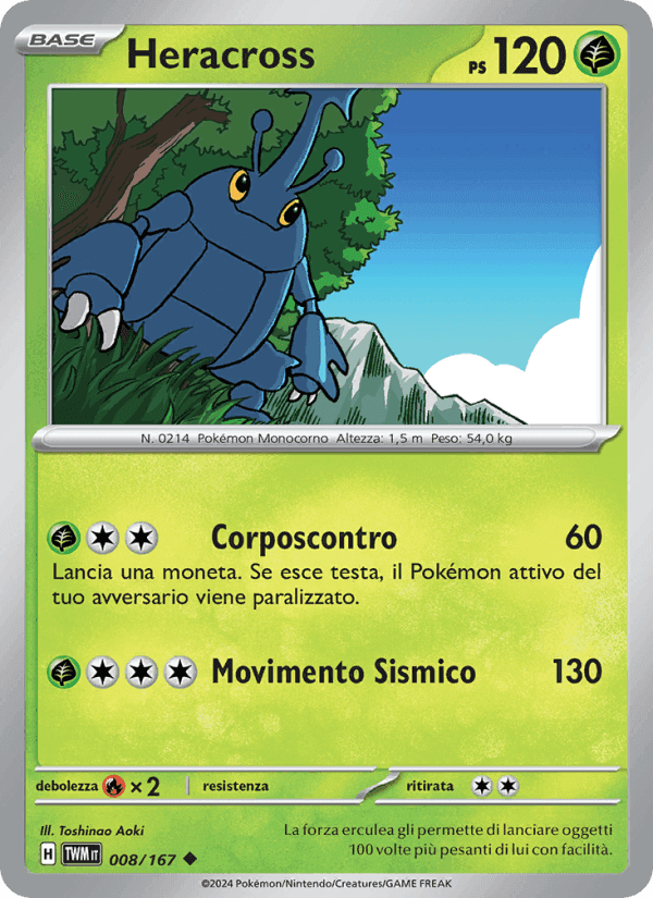 Heracross, carta 008 di Crepuscolo Mascherato