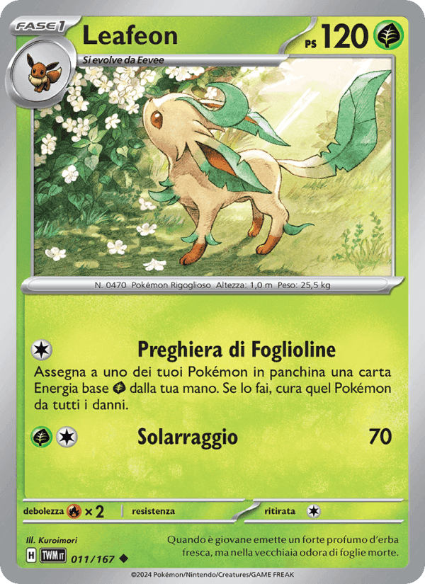 Leafeon, carta 011 di Crepuscolo Mascherato