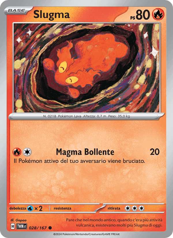Slugma, carta 028 di Crepuscolo Mascherato
