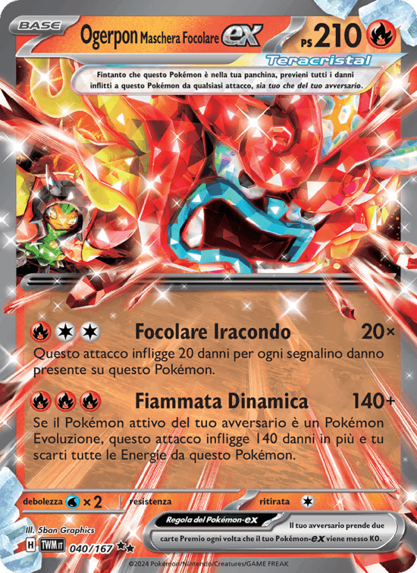 Ogerpon Maschera Focolare-ex, carta 040 di Crepuscolo Mascherato