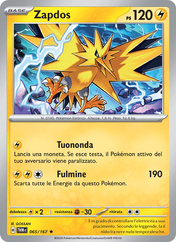 Zapdos, carta 065 di Crepuscolo Mascherato