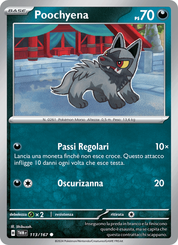 Poochyena, carta 113 di Crepuscolo Mascherato