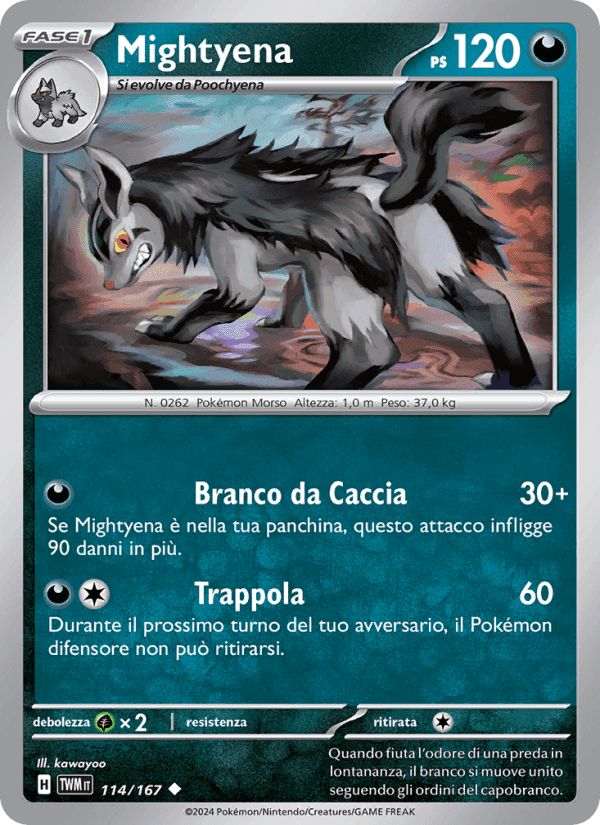Mightyena, carta 114 di Crepuscolo Mascherato