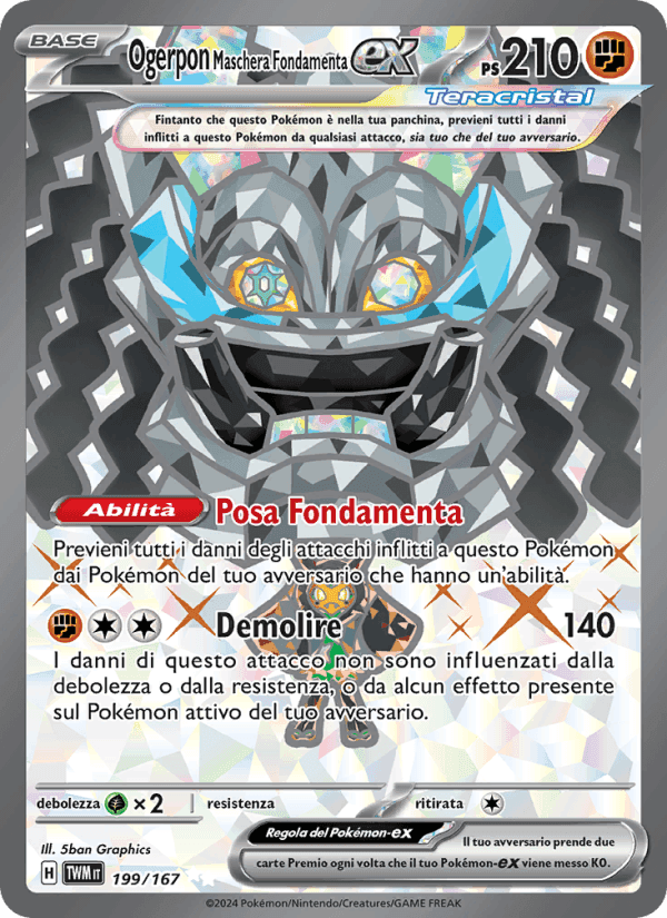 Ogerpon Maschera Fondamenta-ex, card 199 from Crepuscolo Mascherato