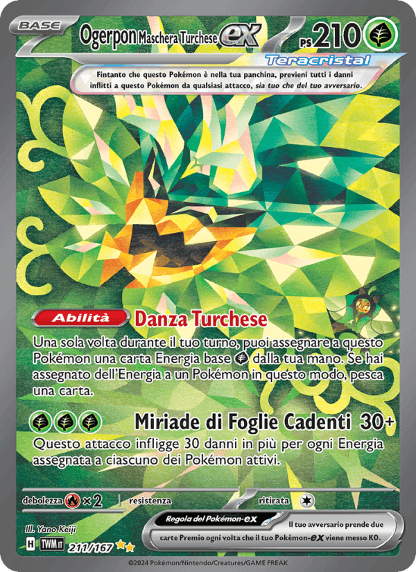 Ogerpon Maschera Turchese-ex, carta 211 di Crepuscolo Mascherato