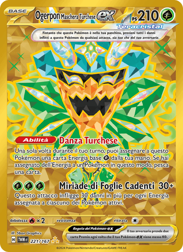 Ogerpon Maschera Turchese-ex, carta 221 de Crepuscolo Mascherato