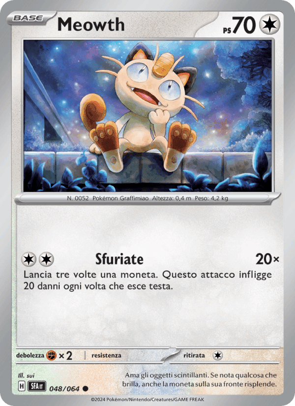 Meowth, carta 048 di Segreto Fiabesco