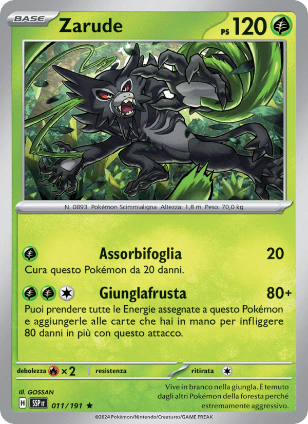 Zarude, carta 011 di Scintille Folgoranti