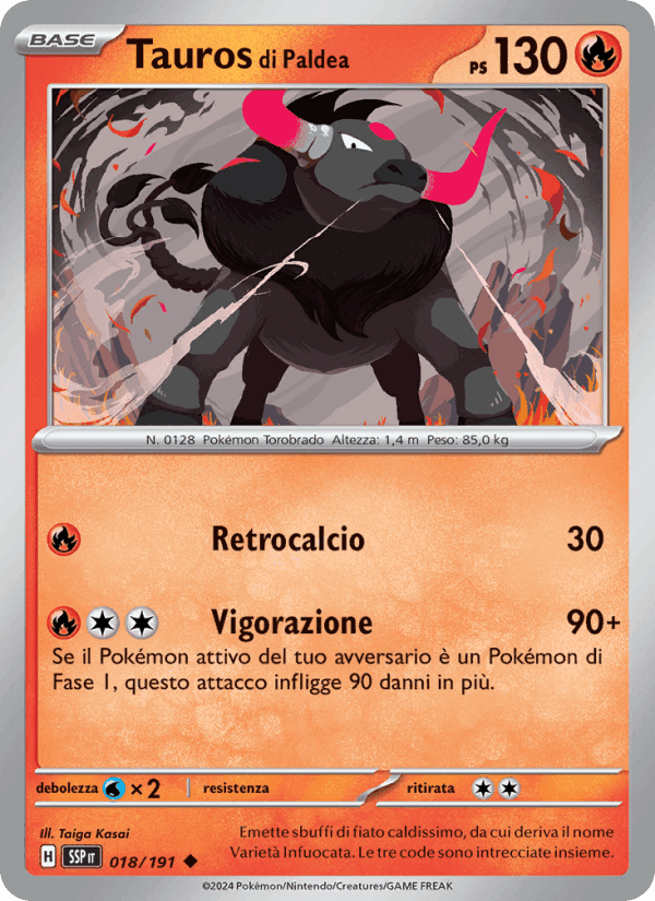 Tauros di Paldea, carte 018 de Scintille Folgoranti