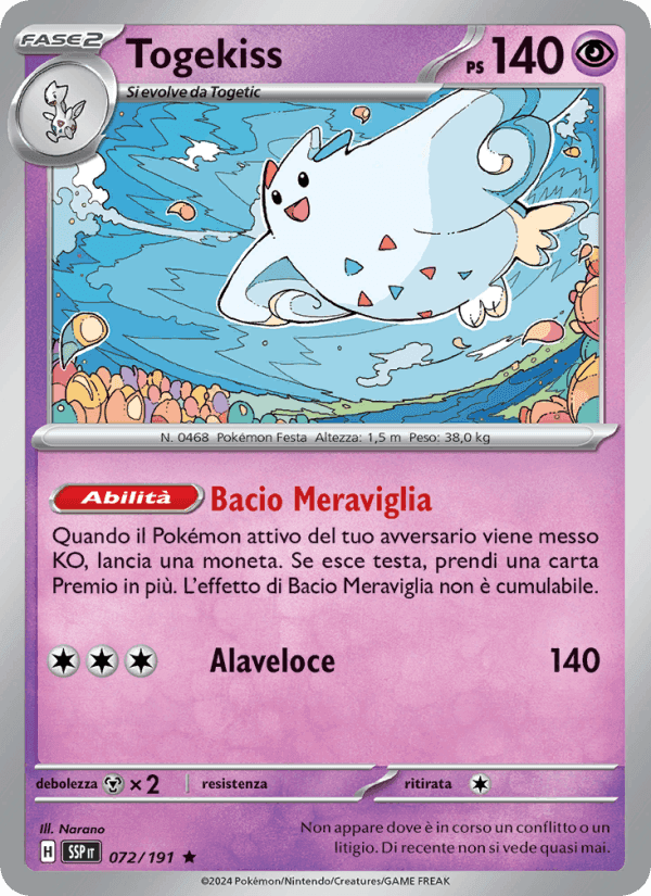 Togekiss, carta 072 di Scintille Folgoranti