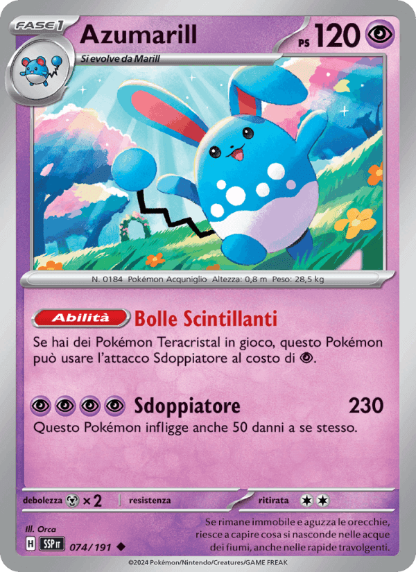 Azumarill, carta 074 di Scintille Folgoranti