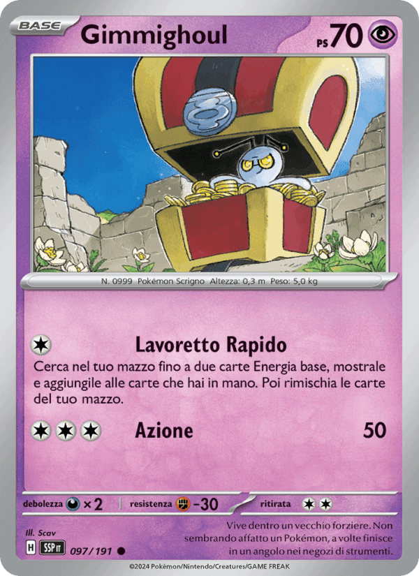 Gimmighoul, carta 097 di Scintille Folgoranti