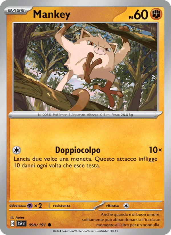Mankey, carta 098 di Scintille Folgoranti