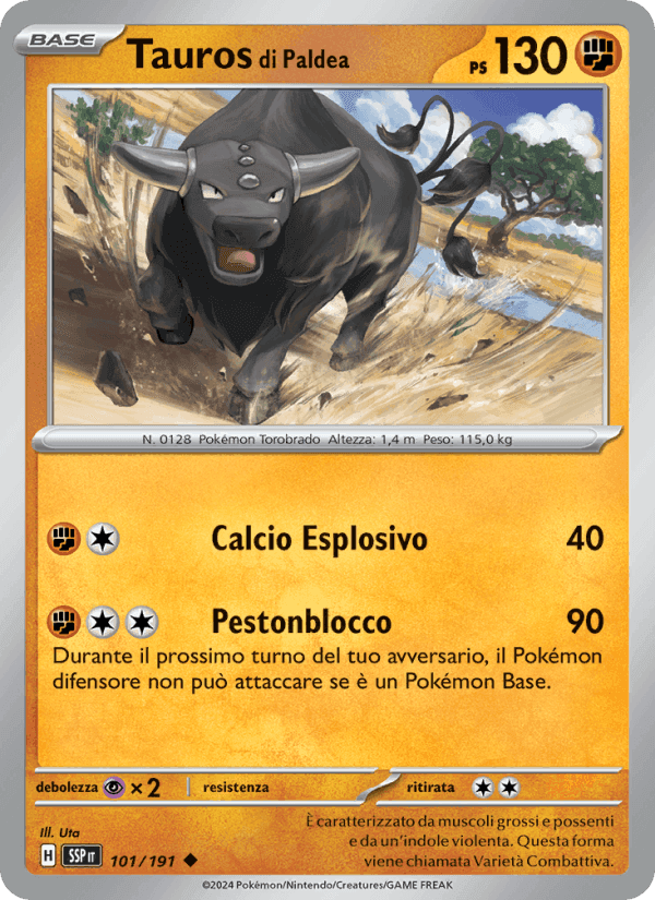 Tauros di Paldea, carta 101 di Scintille Folgoranti