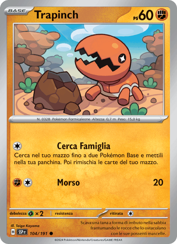 Trapinch, carte 104 de Scintille Folgoranti