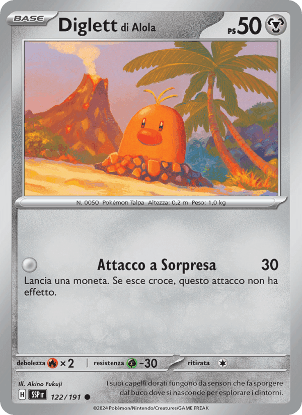 Diglett di Alola, carta 122 di Scintille Folgoranti