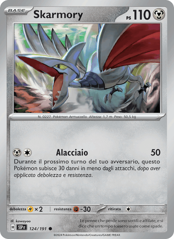 Skarmory, carta 124 di Scintille Folgoranti