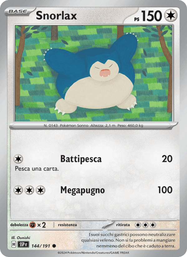 Snorlax, card 144 from Scintille Folgoranti